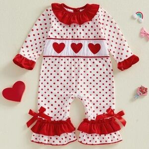 NEW Valentine Polka Dot Baby Romper and Bootie Set. 3 - 6 Months.
